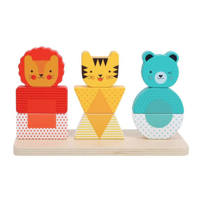 Lion, Tiger, and Bear Wooden Stacking Puzzle