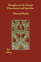 Cover of Thoughts on the Present Discontents and Speeches by Edmund Burke
