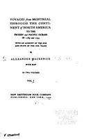 Cover of Voyages from Montreal Through the Continent of North America to the Frozen and Pacific Oceans - Vol. I by Alexander MacKenzie