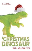 A Christmas Dinosaur With Yellow Eyes